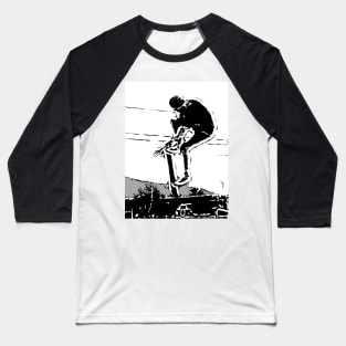 Extreme Skateboarder - Deck Grab Baseball T-Shirt